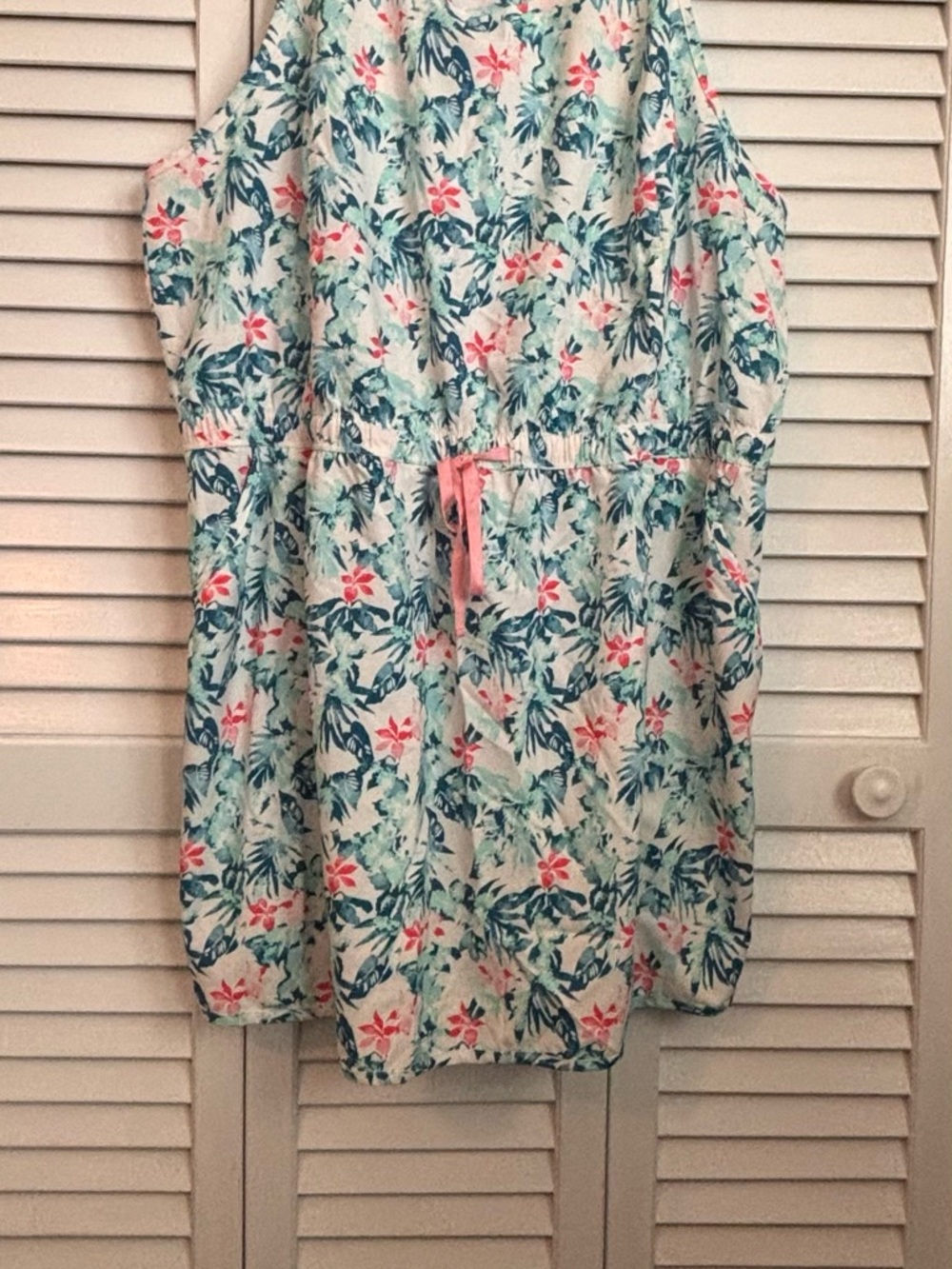 Floral Print Mini Dress with Pink Tie